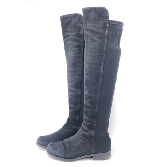 Stuart Weitzman Black Leather Pull on Sock Boots 6M - Picture 2 of 10